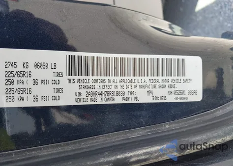 2008 Chrysler Town & Country Lx from USA, damaged, VIN 2A8HR44H78R818030